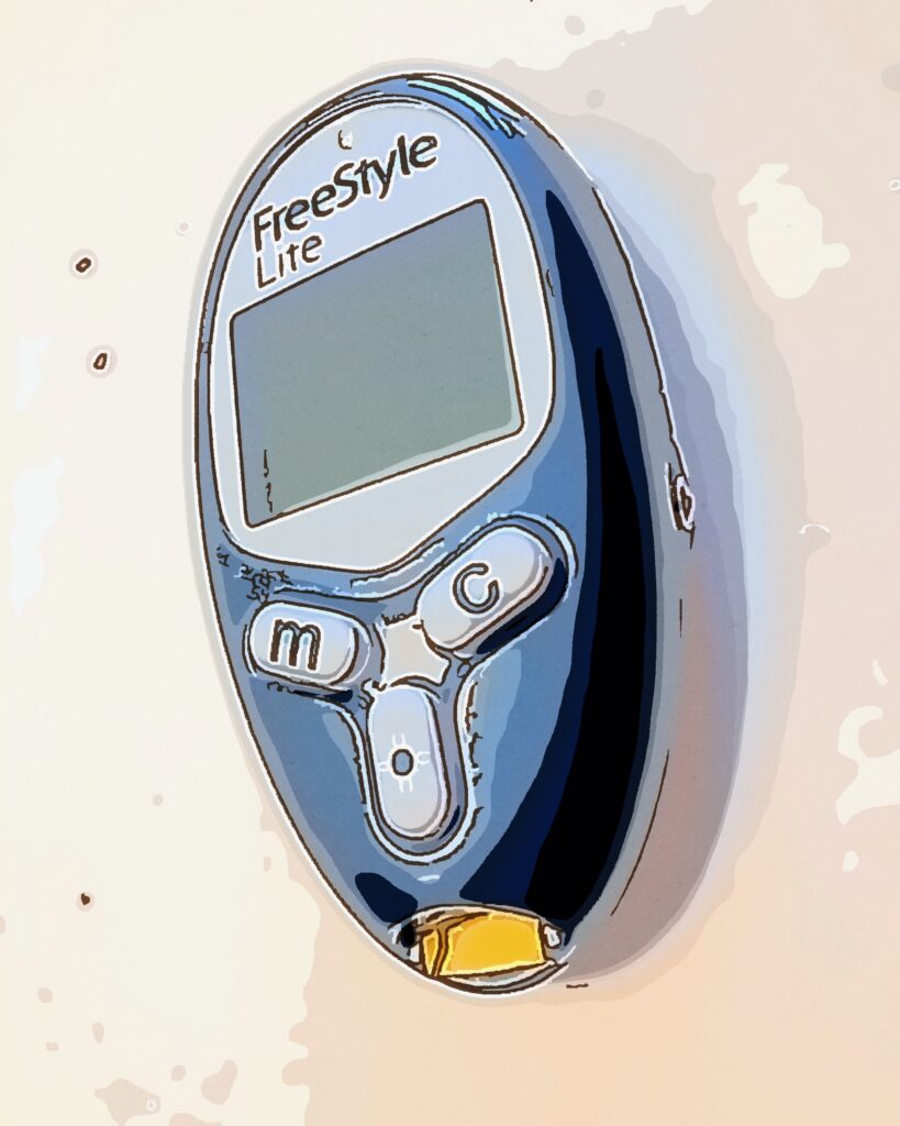 a glucose meter / un glucomètre